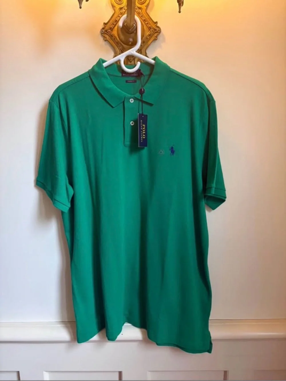 Ralph Lauren Men’s Kelly Green Polo Shirt with Navy Logo